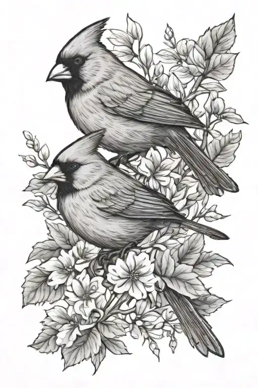 two cardinal perched in nature inspired tattoo tattoo design idea
