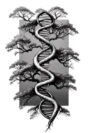 tree and dna double helix tattoo design idea