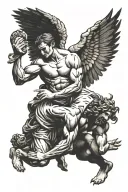 Jacob wrestling with the angel tattoo design idea
