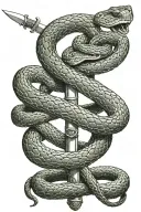 snake strung on a sword tattoo design idea