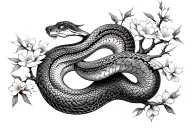 sakura tree with snake tattoo design idea