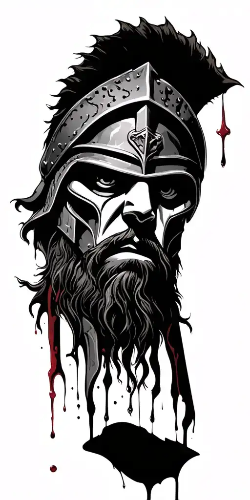 "Bloods bleeds from his eyes " spartan warrior tattoo design idea