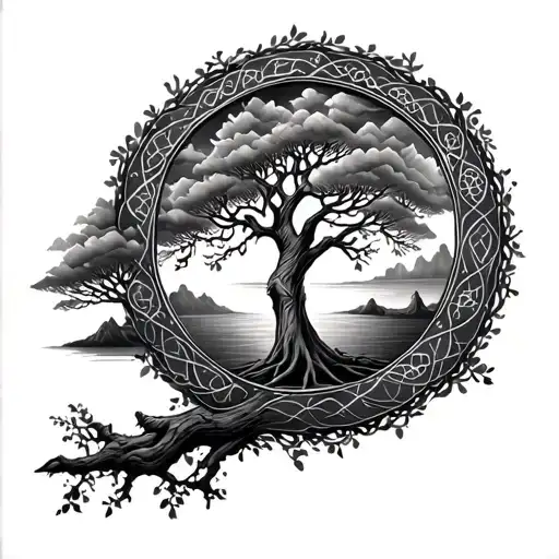 traditional irish tree of life tattoo design idea