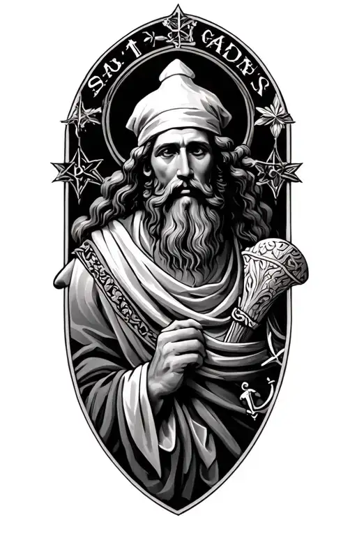 St Jude Thaddeus with a nautical theme  tattoo design idea