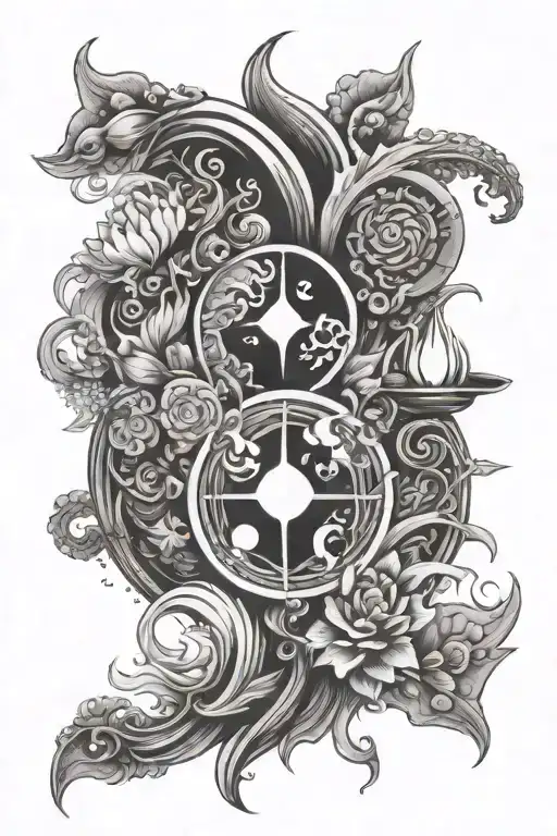 spiritual awakening four elements tattoo design idea