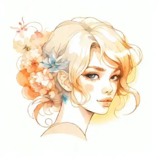 turn the drawing into line art, leave only the outline and remove the background. keep the girl's appearance and perky l tattoo design idea