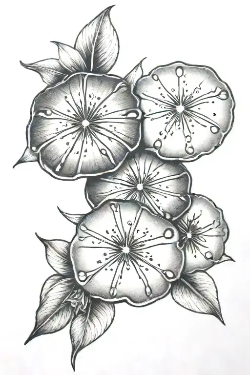 sand dollar tropical flowers tattoo design idea