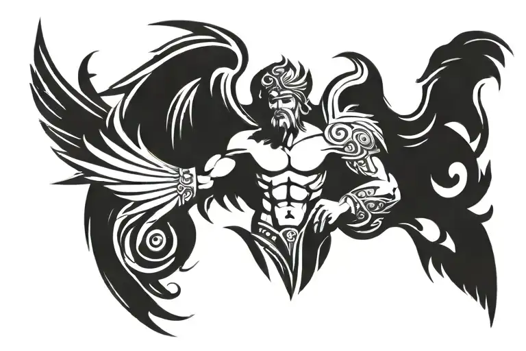 greek god with wings tattoo design idea