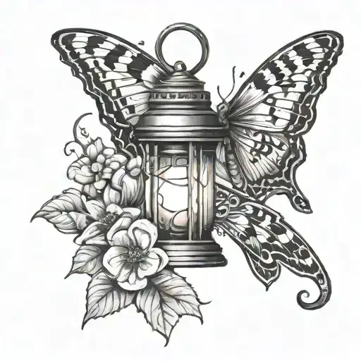 flowers and moths plauge doctor with lantern tattoo design idea