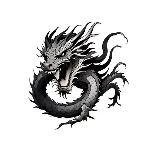 Japanese traditional dragon groing through a existing band tattoo  tattoo design idea