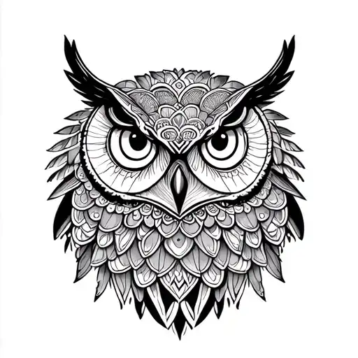 Owl Mandala tattoo design idea