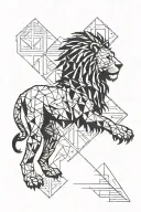 left forearm scar and cut mark cover, half geometric lion tattoo is also there the tattoo should denote power  tattoo design idea