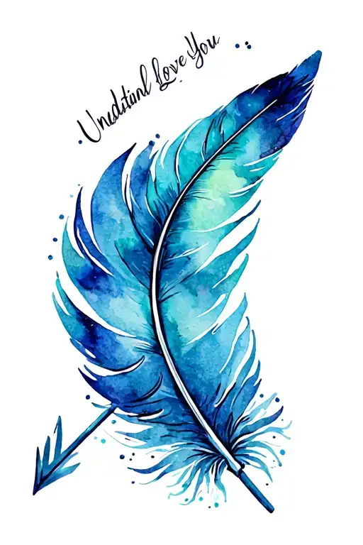 feather, arrow, unconditional love you tattoo design idea