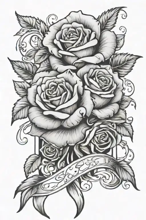 roses breast cancer ribbon intertwined tattoo design idea