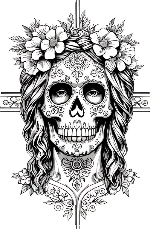jesus christ marry sugar skull tattoo design idea