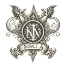 nikola, 1997 gothic letters tattoo design idea