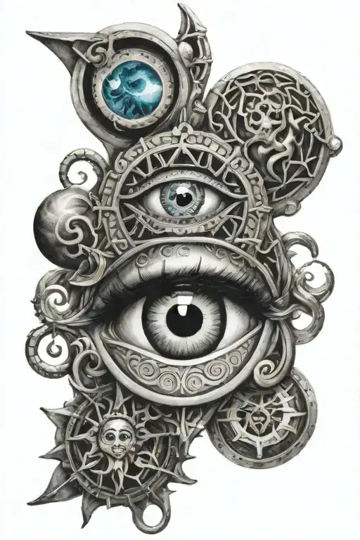 Shiva third eye and eye of chaos tattoo design idea