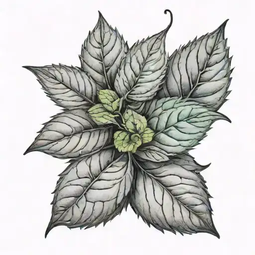 mint leaves tattoo design idea