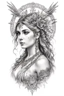 freya goddess tattoo design idea