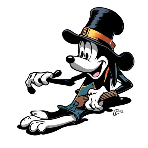 punk rock goofy disney tattoo design idea