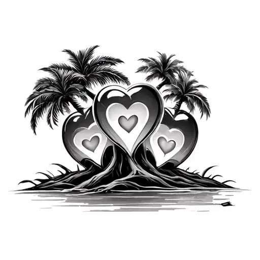 a tree from Cabo San Lucas with the glass hearts in it  tattoo design idea