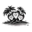 a tree from Cabo San Lucas with the glass hearts in it  tattoo design idea