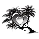 a tree from Cabo San Lucas with the glass hearts in it  tattoo design idea