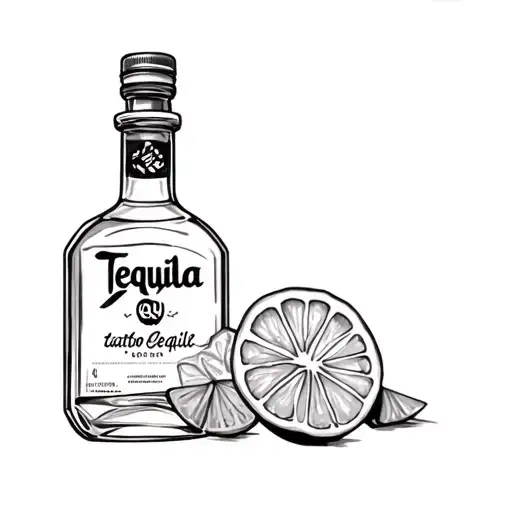 a bottle of tequila tattoo design idea