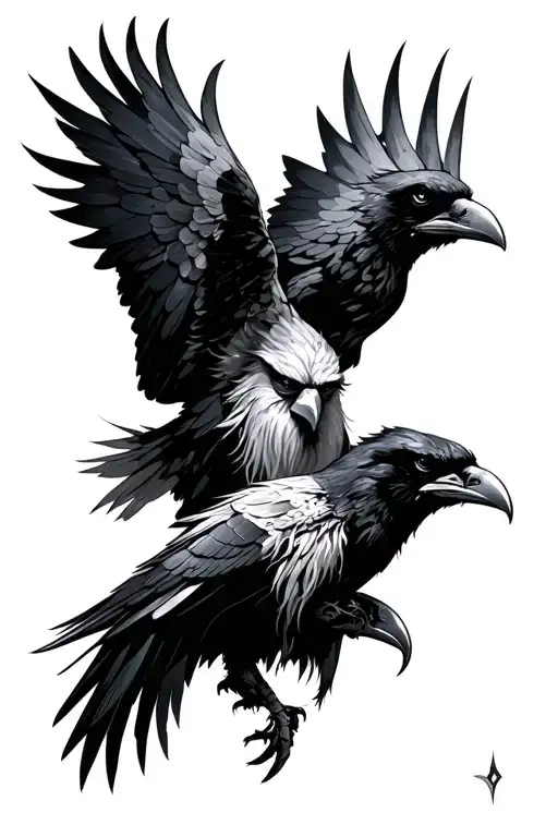 Odin with his ravens  tattoo design idea