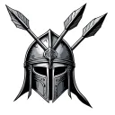 Gladiator helmet with three arrows tattoo design idea