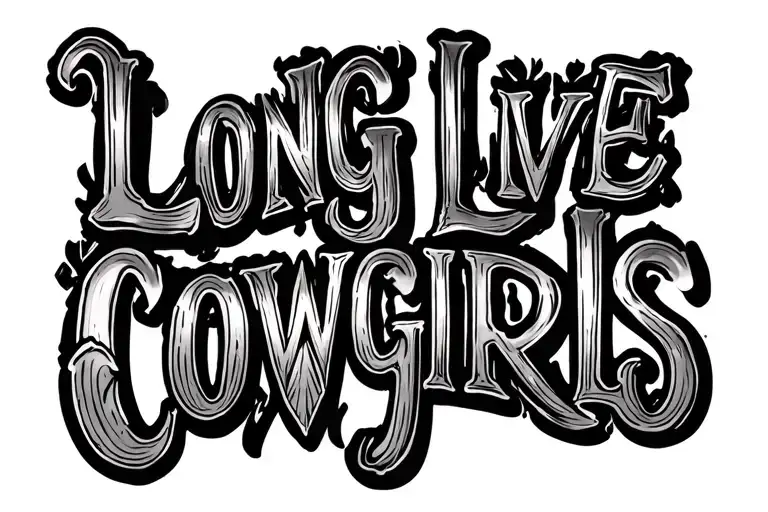 "Long live cowgirls" lettering tattoo design idea