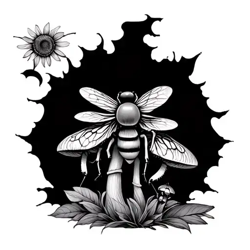 bees, mushrooms, sunflows, butts, slut tattoo design idea