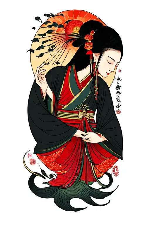 zen traveller seeking truth and peace tattoo design idea