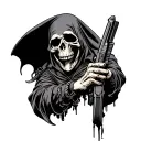 grim reaper with gun tattoo design idea