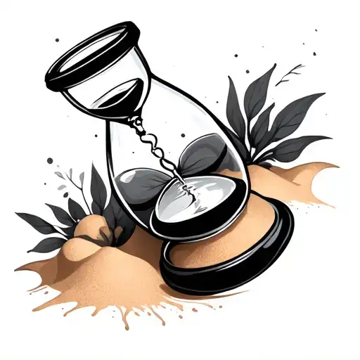 sideways hour glass with sand tattoo design idea