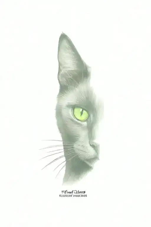 a black cat walking bright green eyes tattoo design idea