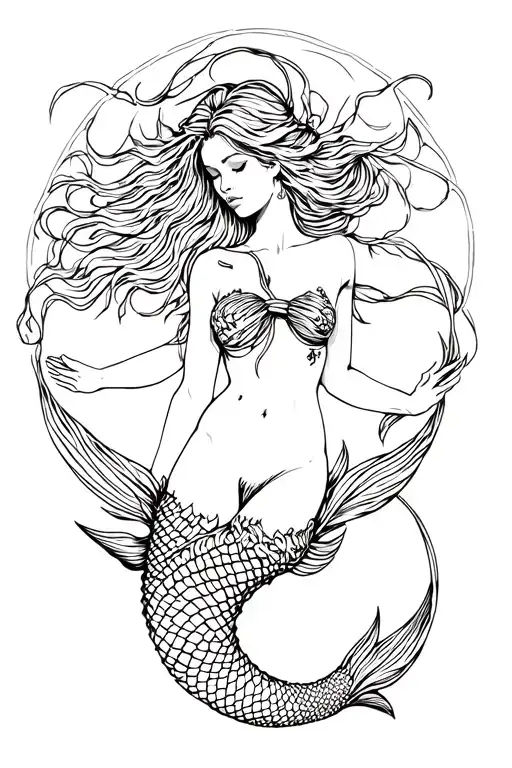 Shibari mermaid tattoo design idea