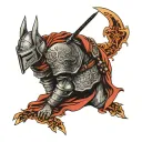 crusader knight praying tattoo design idea