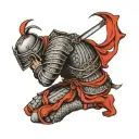 crusader knight praying tattoo design idea