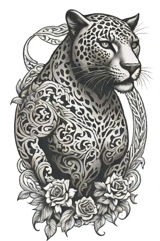 panther full body navy style tattoo design idea