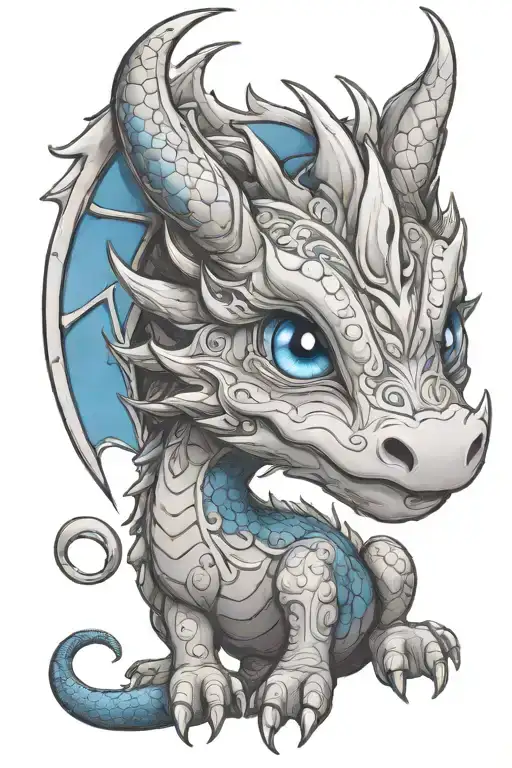 cute baby nordic dragon blue eyes tattoo design idea