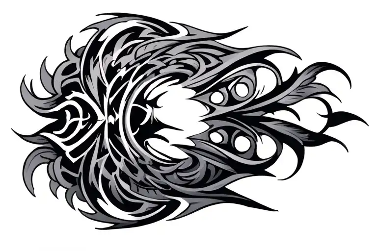 neo tribal style, Cyber sigilism style tattoo tattoo design idea