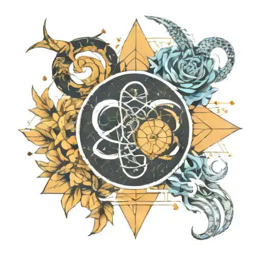 cancer and capricorn symbol intertwined tattoo design idea