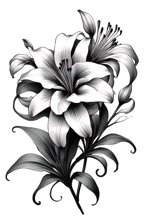 spider lily flowers intertwined with tendrils tattoo design idea