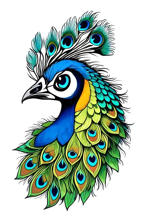 peacock head simple tattoo design idea