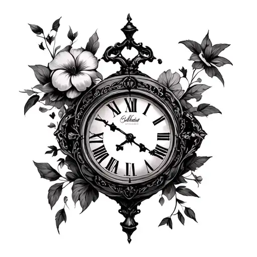 Alice In Wonderland Clock face tattoo design idea