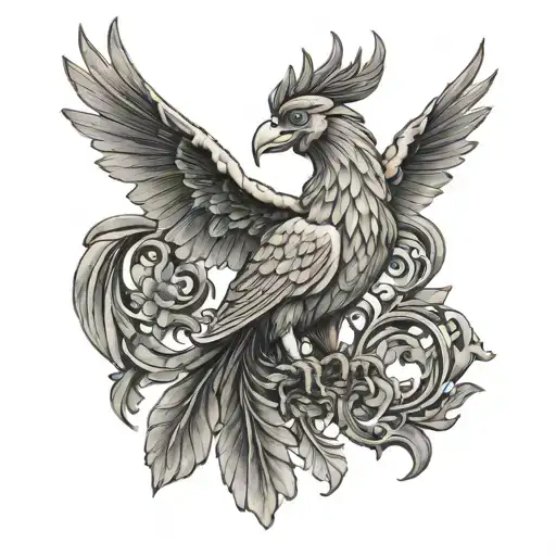 liver bird straight facing tattoo design idea