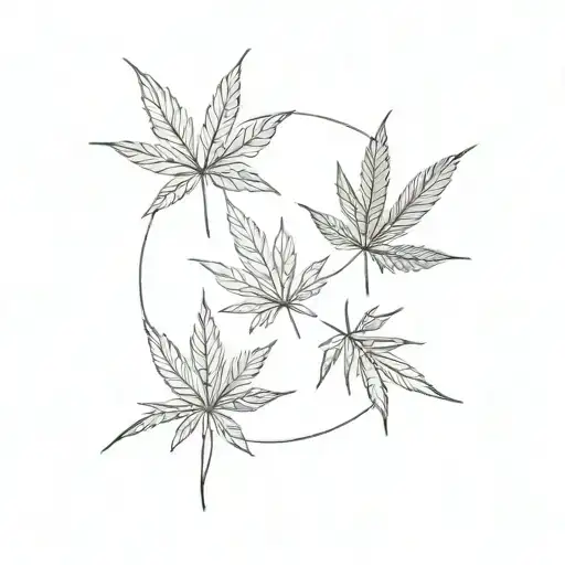 marijuana leaves falling tattoo design idea