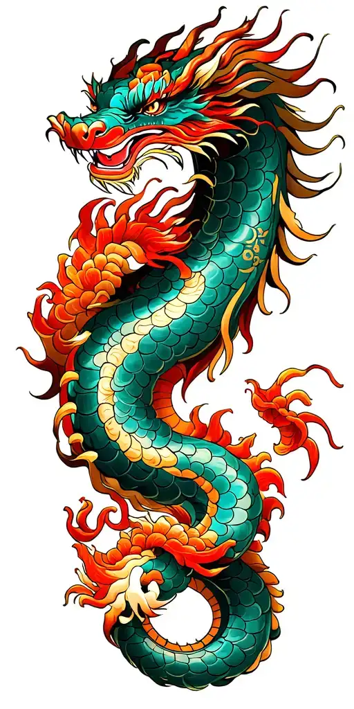 traditional japanese dragon coiled tattoo design idea