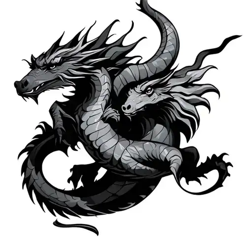 dragon and bull taurus zodiac sign intertwined tattoo design idea